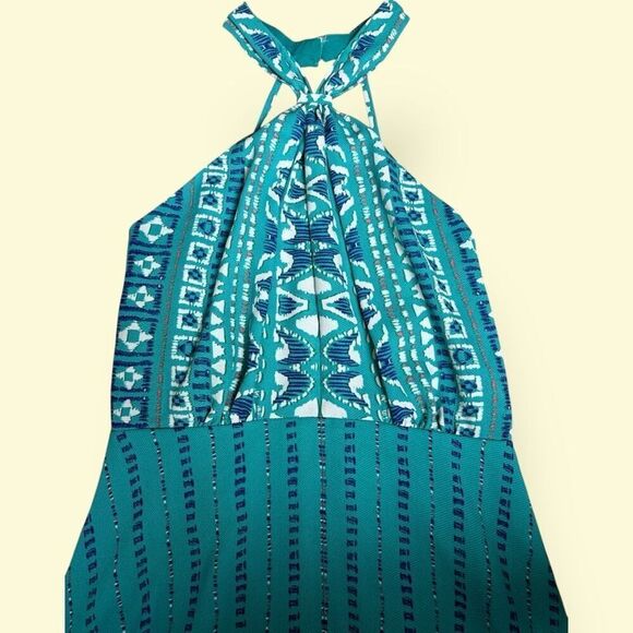 BCBG MAXAZRIA Danela Bluesurf Combo Halted Scarf Dress | US Size 8 - Picture 3 of 6